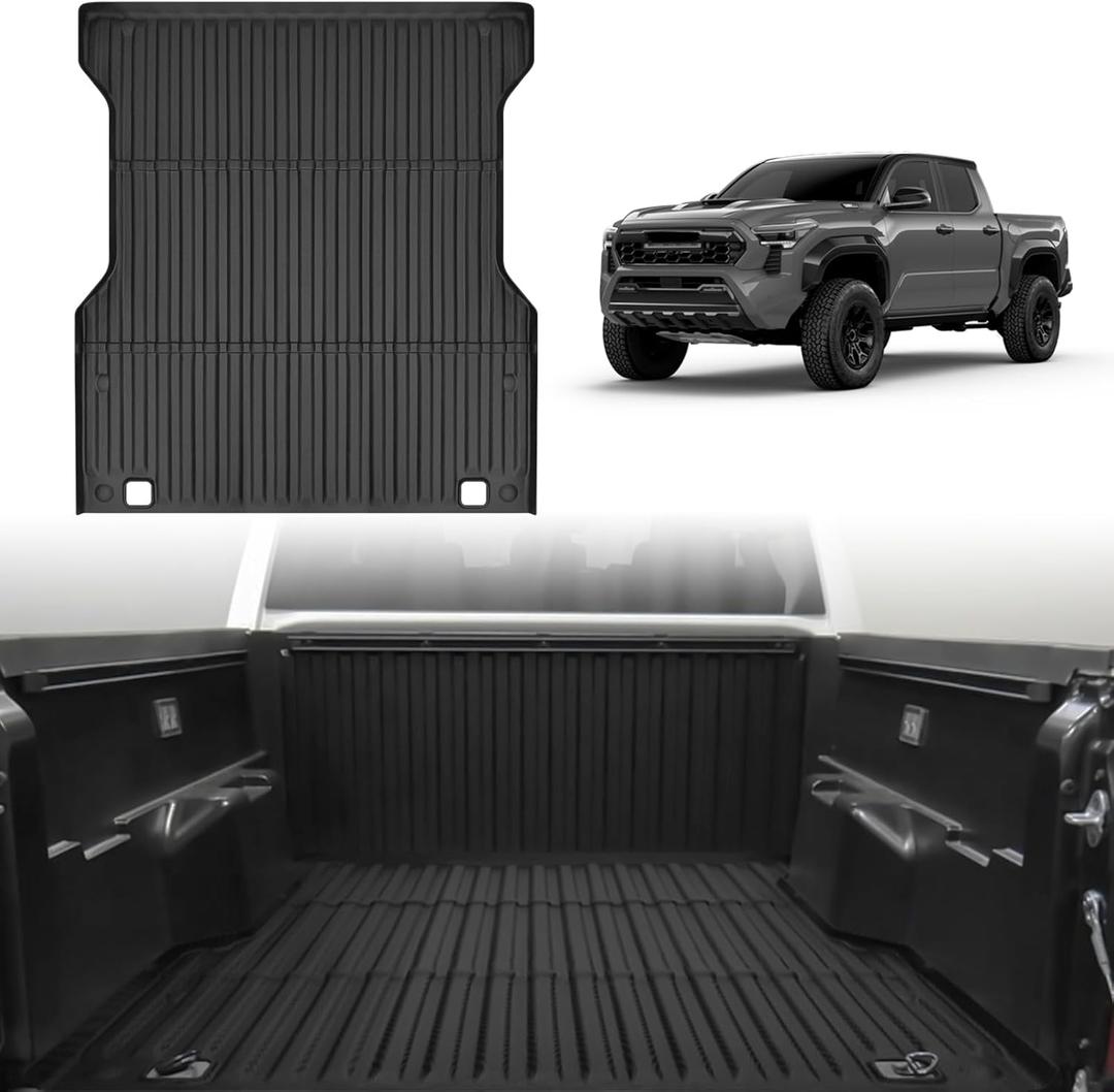 Truck Bed Mat Fit for Tacoma 2024 2025 5FT, All Weather Trunk Mat Waterproof Cargo Mat Compatible with Toyota Tacoma Accessories 2024 2025 Odorless Truck Bed Mat Black