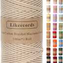 Braided Cotton Cord 3mm109 Yards Natural Macrame Cotton Cord Bohemia Macrame Rope for Handmade Plant Hangers Wall (Apricot)