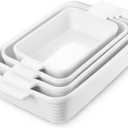 Jassceram Casserole Dishes for Oven, 4-Piece Porcelain Baking Dish, Rectangular Ceramic Bakeware Sets with Handles, Deep Lasagna Pan for Baking, 9.6" to 15.2", Nesting Design, Oven Safe, White