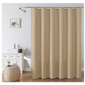 OVZME Zora Solid Taupe Shower Curtain for Bathroom, Fabric Shower Curtain- Soft Cloth & Hotel Spa Quality, Water Repellent, Machine Washable Shower Curtain Set with 12 Hooks, Grommets Top, 72Wx72L