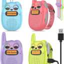 Qniglo Walkie Talkies for Kids Rechargeable 4 Pack, Kids Toys for 3-14 Year Old Girls Gifts Walkie Talkies for Outdoor Camping Games Christmas Birthday for 5 6 7 8 9 10 Year Old Boys Toddlers (Red Blue Purple Green)