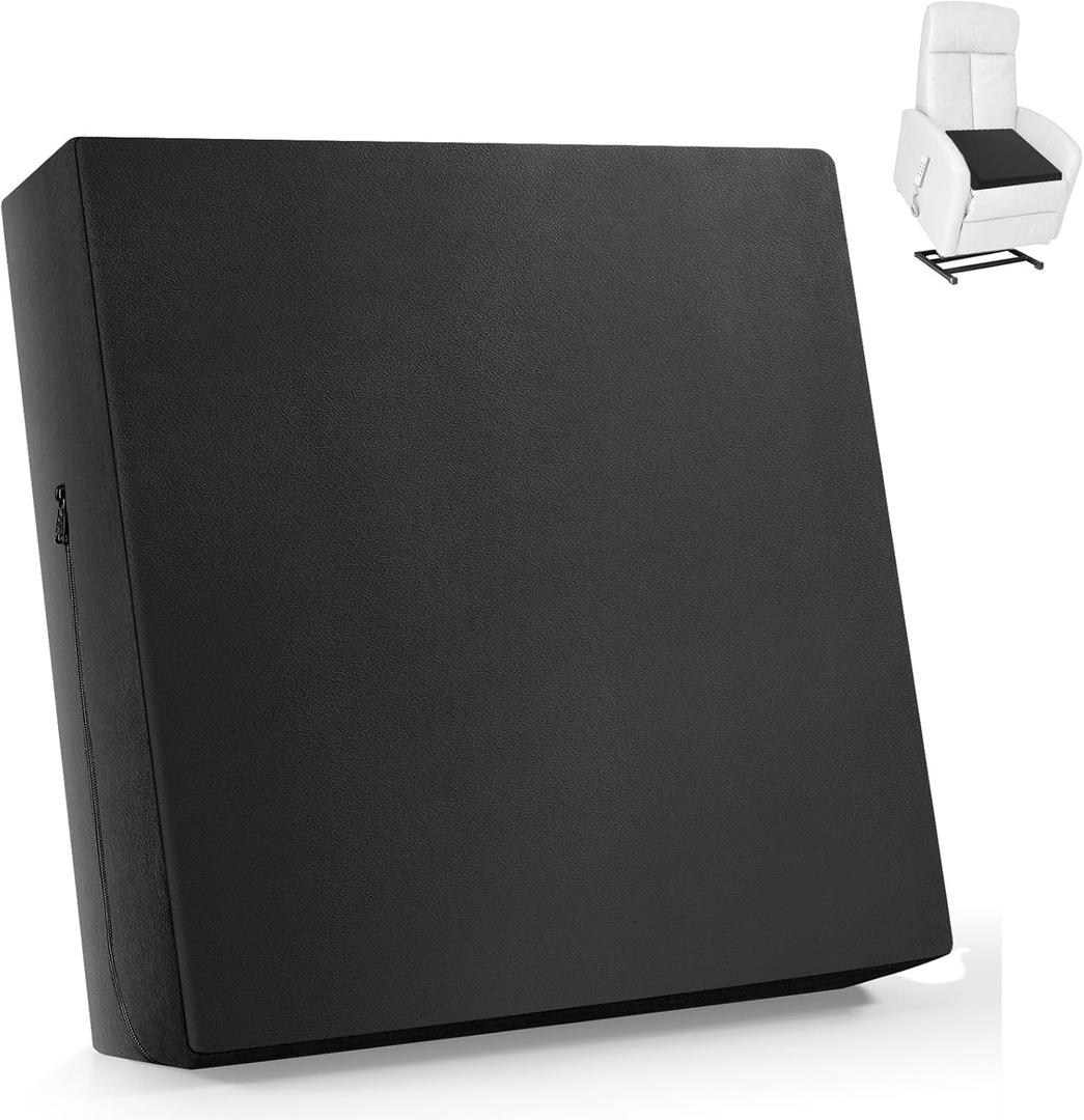 Menkxi Recliner Cushions for Elderly, Thicken Memory Foam Seat Cushion, Square Chair Cushions Non Slip Pads for Recliners, Armchairs, Relief and Comfort(Black, 20 x 20 x 3 Inch)