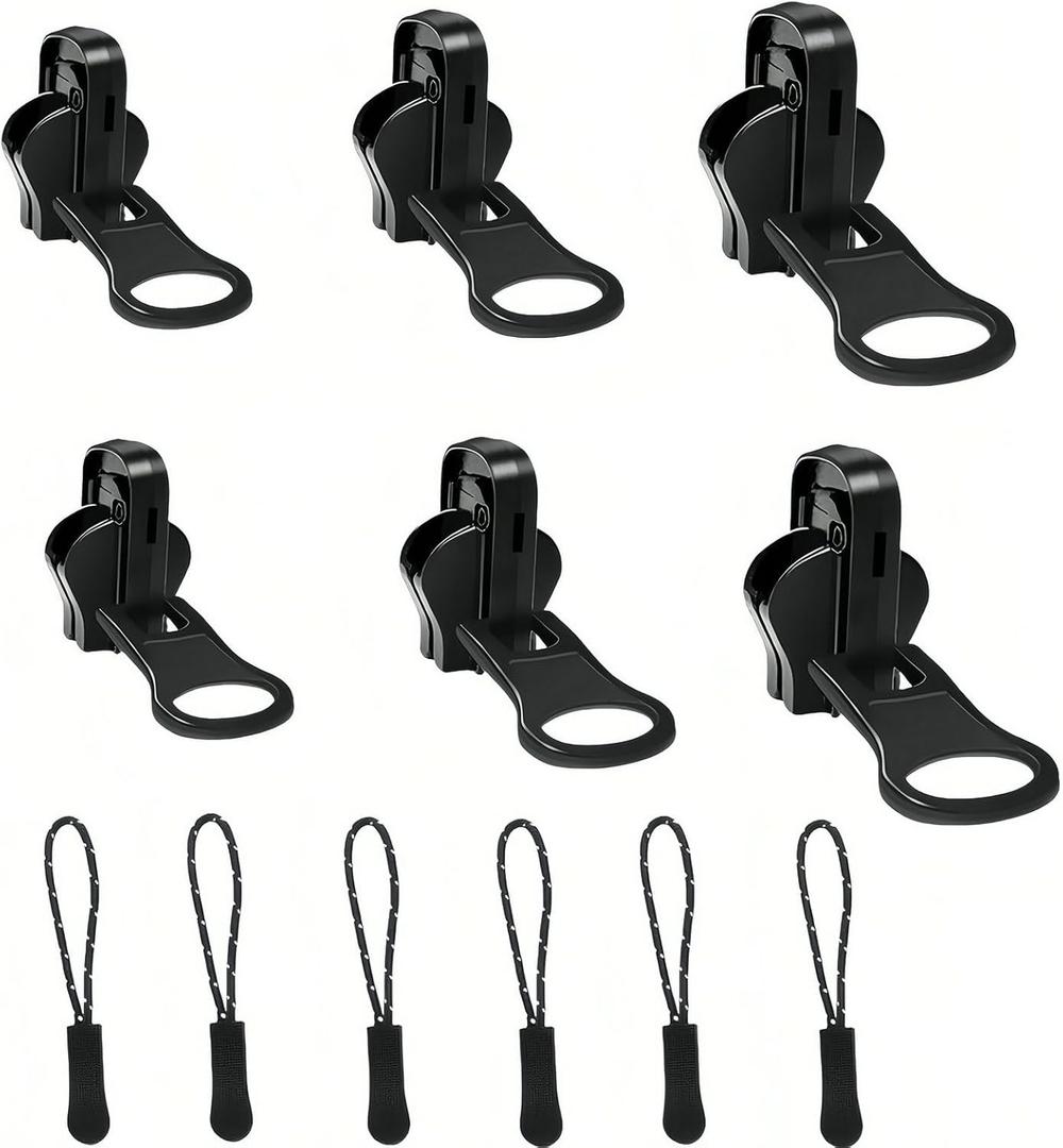 Universal Zipper Repair Kit - 3-Size Double-Sided Zippers Slider Replacement with Zipper Pull for Jackets, Luggage, Backpacks & Outdoor Gear | No-Sew Installation (Black)