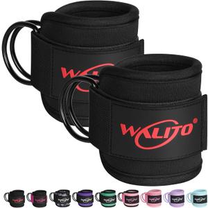 WALITO Gym Ankle Straps for Cable Machines Women & Men - Glute Kickback Ankle Cuff, Adjustable Cable Machine Accessories for Leg Extensions, Hip Abductors & Lower Body Workouts (1Pair-Black)