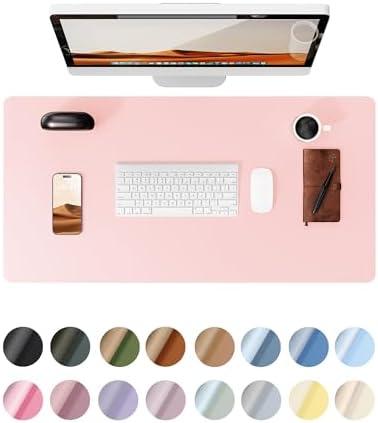 YSAGi Leather Desk Protector, Office Mat, Large Mouse Mat, Non-Slip PU Leather Blotter, Laptop Pad, Waterproof Writing Pad for Office and Home (Light Pink, 23.6" x 13.8")