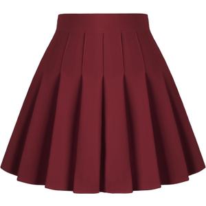 Dressever Women's Pleated Skirts Mini Skater Basic Skirt High Waist Tennis Skirt School Uniform Cheerleader Skirts (XXL)
