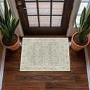 Washable 2x3 Entry Rug, Front Door Rugs Indoor, Vintage Floral Area Rugs for Kitchen, Non-Slip Bathroom Small Rugs, Perfect for Entryway Decor Door Mat (2x3 Beige Blue)