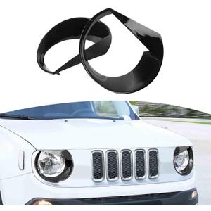 RT-TCZ for Renegade Headlight Angry Eyes Trim Cover Decal, Front Light Cover Trim Bezels for Jeep Renegade 2016 2017 2018 Black Exterior Accessories 2pcs