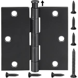 TICONN 48-Pack 3.5 Inch Door Hinges with Square Corner, 3-1/2 x 3-1/2 Inch Iron Bifold Residential Doors Hardware (Square Corner, Matte Black, 48 Pack)