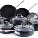 All-Clad HA1 Expert Hard Anodized Nonstick Cookware Set (13 Piece) Pots, Frying Pans, Dishwasher-Safe, Oven-Safe Up to 500°F Compatible with All Stovetops (Gas, Electric & Induction) - Black
