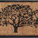 A1HC Natural Coir and Rubber Flocked Large Door Mat 18" x 48", Thick Durable Doormats for Outside Entrance,Heavy Duty,Thin Profile, Long Lasting Entry Mat, National Oak Tree Black