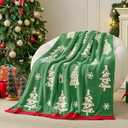 Snuggle Sac Christmas Throw Blanket Green Christmas Tree Blanket 50x60 inches, Ultra Soft Reversible Cozy Throw Blanket for Couch, Sofa and Bed for Xmas