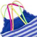 2 x Jimmy Bahamas Girls 1 Piece Sport Swimsuits with Cross Back Strap Colorful Fish Scales Print and Two Cute Bow Decorations (M)