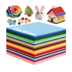 45 Pcs Felt Fabric Sheets for Craft, 6"x6" Assorted Colors Non Woven Felt Sheets, 2mm Thick Felt Fabric Square for DIY Sewing Crafts, Patchwork, School Projects, Decoration
