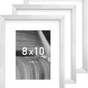 An&He 8x10 Picture Frame, Silver Photo Frame for Tabletop and Wall Display, Minimalist Design, Set of 3