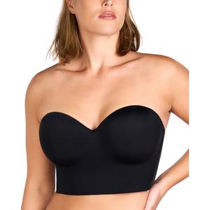 HSIA Longline Strapless Bra for Women, Anti-Slip Support Corset for Large Bust Convertible Bustier Bandeau for Big Breasts (Black) 36D