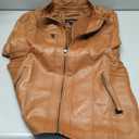 Tanming Womens Faux Leather Jacket Hooded Moto Biker Coat Outerwear Fall Fashion Outfits Winter Clothes (Large, Lightbrown)