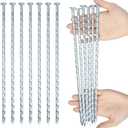 12-inch Artificial Turf Stakes Solid Galvanized Metal Spiral Landscape Edging Spikes for Outdoor, Heavy-Duty Rust Resistant Security Anchoring Spikes (16)