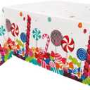 1 Pcs Candy Table Covers Candy Lollipop Plastic Tablecloths Girls Baby Showe Christmas Sweet Candy Theme Birthday Candyland Party Decorations (7" x 5" (candy))