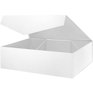 Extra Large Gift Box with Lids 16.3x14.2x5 Inches, White Bridesmaids Proposal Boxes with Magnetic Closure for All Occasion (Lattice Texture)