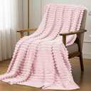 Utopia Bedding Pink Striped Fleece Blanket Throw Size Fluffy, Warm & Lightweight Ribbed Throw for Bed, Sofa & Chair - Soft Cozy Blanket for Home Dcor & Gifting (50x60 Inches)