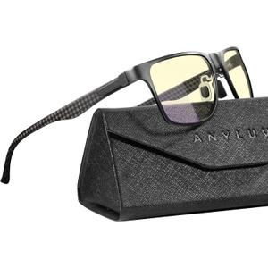 ANYLUV Blue Light Blocking Glasses Men Computer Gaming Glasses Lightweight Al-Mg Metal Anti Eyestrain Eye Protection ((Gaming Protection) 01- Black/Black Carbon Fiber)