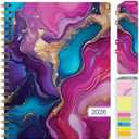 HARDCOVER 2026 Planner, 8.5"x11": 14 Months (November 2025 - December 2026), Daily Weekly Monthly Planner, Yearly Agenda, Bookmark, Pocket Folder and Sticky Note Set (Pink Purple Marble)