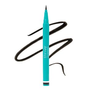 Thrive Causemetics Infinity Waterproof Black Liquid Eyeliner Pen, Eye Makeup Essential with Biotin for Women, Water Based Eyeliner, Feather Free Brush Tip, Vegan, Shade Lauren (Black Matte)