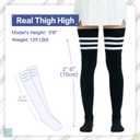 Kayhoma Extra Long Cotton Stripe Thigh High Socks Over the Knee High Plus Size Stockings, Medium, Black/White