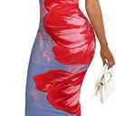 SOLY HUX Women's Floral Print Tube Bodycon Long Dress Strapless Sleeveless Summer Maxi Dresses (Purple, XS)