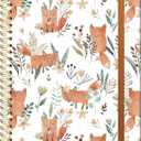 2 x Ruled Spiral Writing Notebook,A5 Hardcover Lined College Journal for Women, Strong Twin-Wire Binding with Premium Paper,8.4" X 6",Perfect for School, Office, Home(Cute Fox Flower)