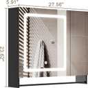 ChooChoo Bathroom Medicine Cabinet with Mirror, Modern Mirror Cabinet with LED Lights, Bathroom Wall Cabinet with Adjustable Shleves, Towel Bar, Black, 5.91"D x 27.56"W x 23.62"H