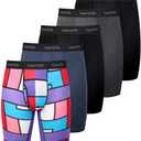 Expertoftio Men's Underwear 9 Inch Long Leg Boxer Briefs for Men, Performance, Moisture Wicking Pack, Anting Chafing, Fly Size Extra Large