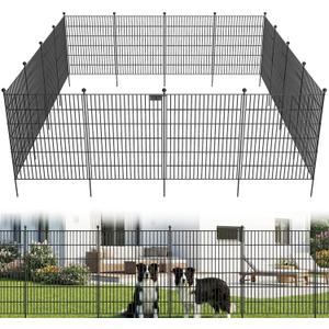 Toolterritary 10 Panels No Dig Garden Fence with Gate, 40 in(H) X 24.2 ft(L) Metal Fence Panels, Thickened Rustproof Garden Fencing, Animal Barrier Fence for for Dogs, Rabbits, Landscape, Patio