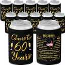 60th Birthday Decorations for Women and Men, Vintage 1965 Birthday Decor, Sixty Year Old Bday Party Supplies, 12 Pcs Neoprene Can Cooler Sleeves for Soda, Beer, Beverage