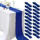 20 Pcs Royal Blue Cheesecloth Table Runner 10FT Romantic Cheese Cloth Table Runner Boho Gauze Table Runners Rustic Sheer Runner for Wedding Engagement Bridal Baby Shower Birthday Party Summer Decor