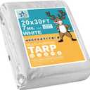 STARPYNG-7 Mil White 20x30 Feet Tarp-Multifunctional White Waterproof Tarpaulin-Waterproof, UV Resistant, Rip and Tear Resistant, Poly Tarpaulin with Reinforced Edges for Cover