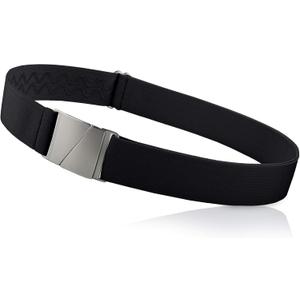 No Show Invisible Elastic Belts for Women & Men 1.5" adjustable Non Slip Fits waist upto 50 Inch. Designed in USA. (Standard, Black)