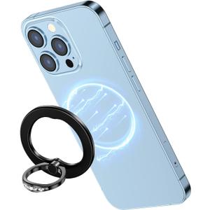 AUROX Magnetic Phone Ring Holder for iPhone 17 16 15 14 13 12 Magnetic Phone Grip for Magsafe Accessories 360 Rotation Adjustable Phone Finger Ring Grip Stand, Removable for Wireless Charging (Black)