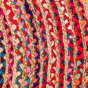 Hausattire Bohemian Braided Rug 3' Round - Multi Color, Small Farmhouse Jute Cotton Area Rag Rugs for Kids Bedroom, Playroom | Colorful Circle Hand Woven Cute Accent Mat