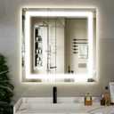 XRAMFY 40"x 40" LED Bathroom Mirror, Backlit + Front Lit, LED Bathroom Mirror with Lights for Wall, 3 Colors, Anti-Fog, Dimmable Brightness, Tempered Glass