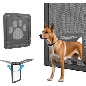 Dog Screen Door with Magnetic Closure Pet Screen Door for Sliding Screen Door/Window Lockable Door for Dog, 12" x 14"