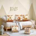 Bonhause Fall Animals Throw Pillow Covers 18 x 18 Inch Fox Deer Squirrel Rabbit Forest Farmhouse Decorative Pillow Cases for Couch Sofa Bed Home Decor Set of 4