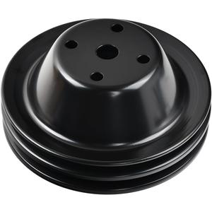 Black Steel Long Water Pump Pulley 2 Groove 6.25" OD Compatible with SBC Small Block Chevy