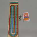 FUNPENY Traditional Wooden Cribbage Board Game Set, 3-Track Color Coded with Metal Pegs and Deck of Playing Cards