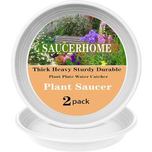 2 Pack Plant Saucer Pot Tray 4 6 8 10 12 14 16 19 22 26 Inch Large Plastic Planter Saucers, Heavy Drainage Tray for Indoors No Holes, Durable Plant Plate Water Catcher (19 Inch White)