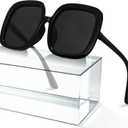 miyya Oversized Polarized Sunglasses Women, Trendy Retro Sun Glasses for Women 2025, Oversized Shades (Black/Black)