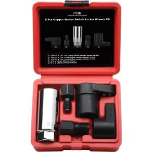 5 Pcs Automotive Oxygen Sensor Socket Wrench Remover tool and Thread Chaser Set