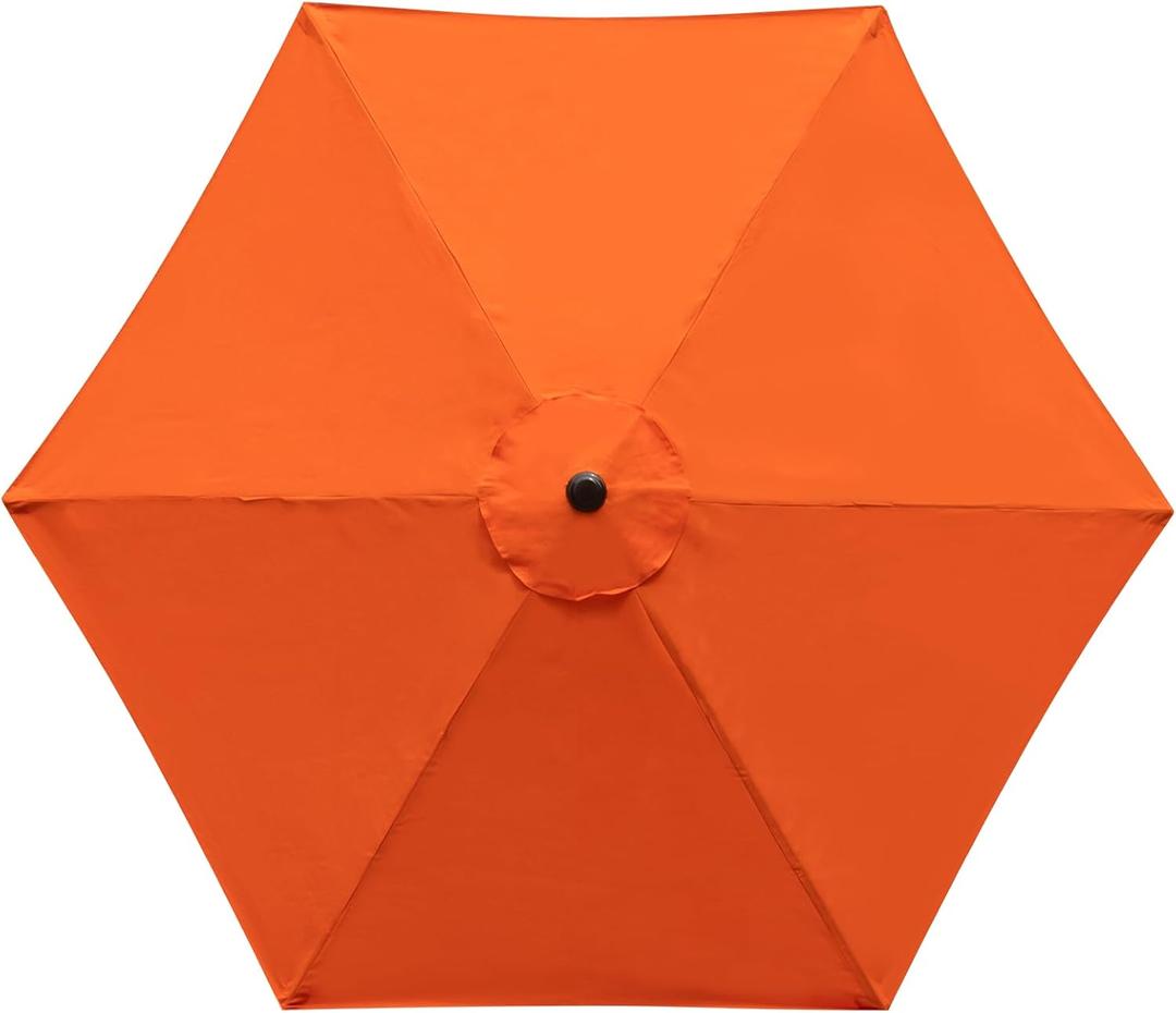 9 Feet Patio Umbrella Replacement Canopy for 6 Ribs, Market Umbrella Top, Yard Table Umbrella Top Cover,Universal Strong and Thick Umbrella Canopy,Canopy Only (Orange)