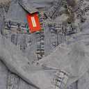 Kedera Women's Denim Jacket Long Sleeve Western Rivet Studded Washed Pearl Short Jean Coat (Medium, Blue)